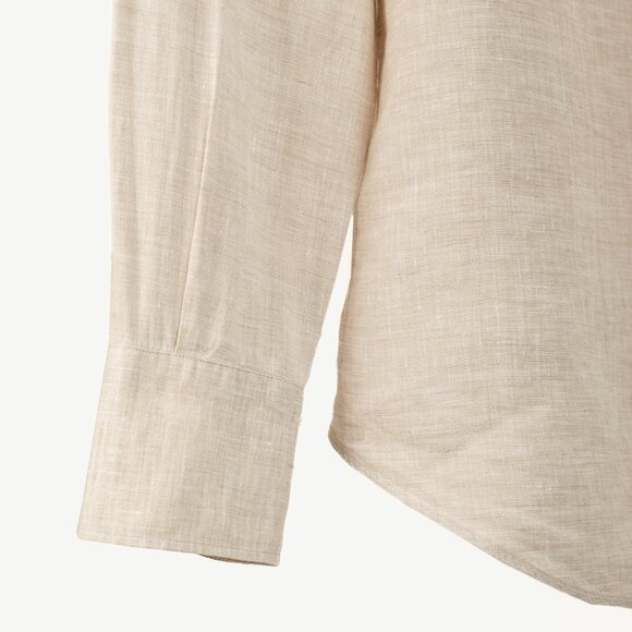 Loro Piana Oatmeal Linen Long-Sleeve Buttoned Shirt - Picture 5 of 9